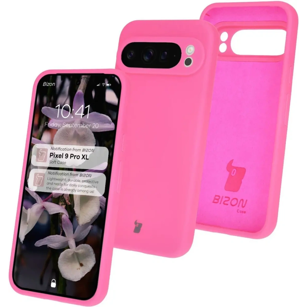 Silikonowe etui Bizon Soft Case do Google Pixel 9 Pro XL neonowo-różowe
