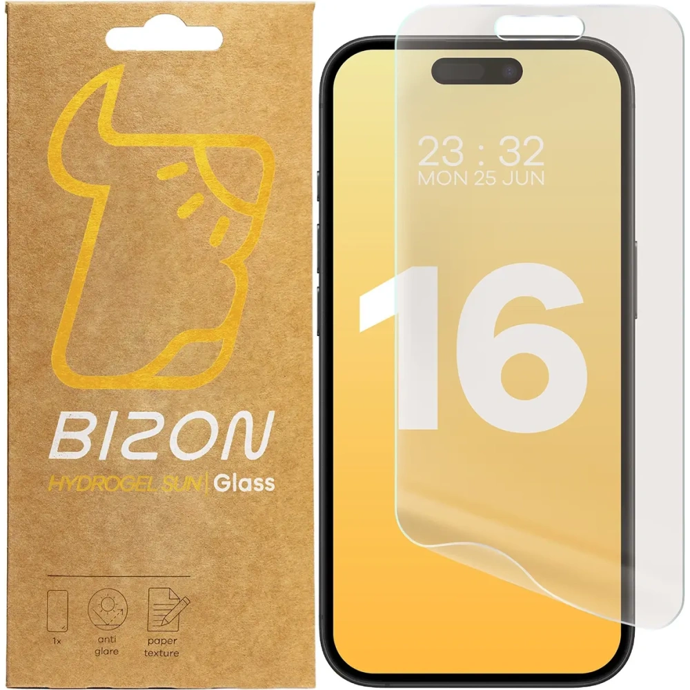 Folia matowa Bizon Glass Hydrogel Sun do Apple iPhone 16 [2 PACK]