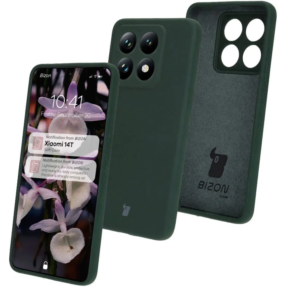 Silikonowe etui Bizon Soft Case do Xiaomi 14T ciemnozielone