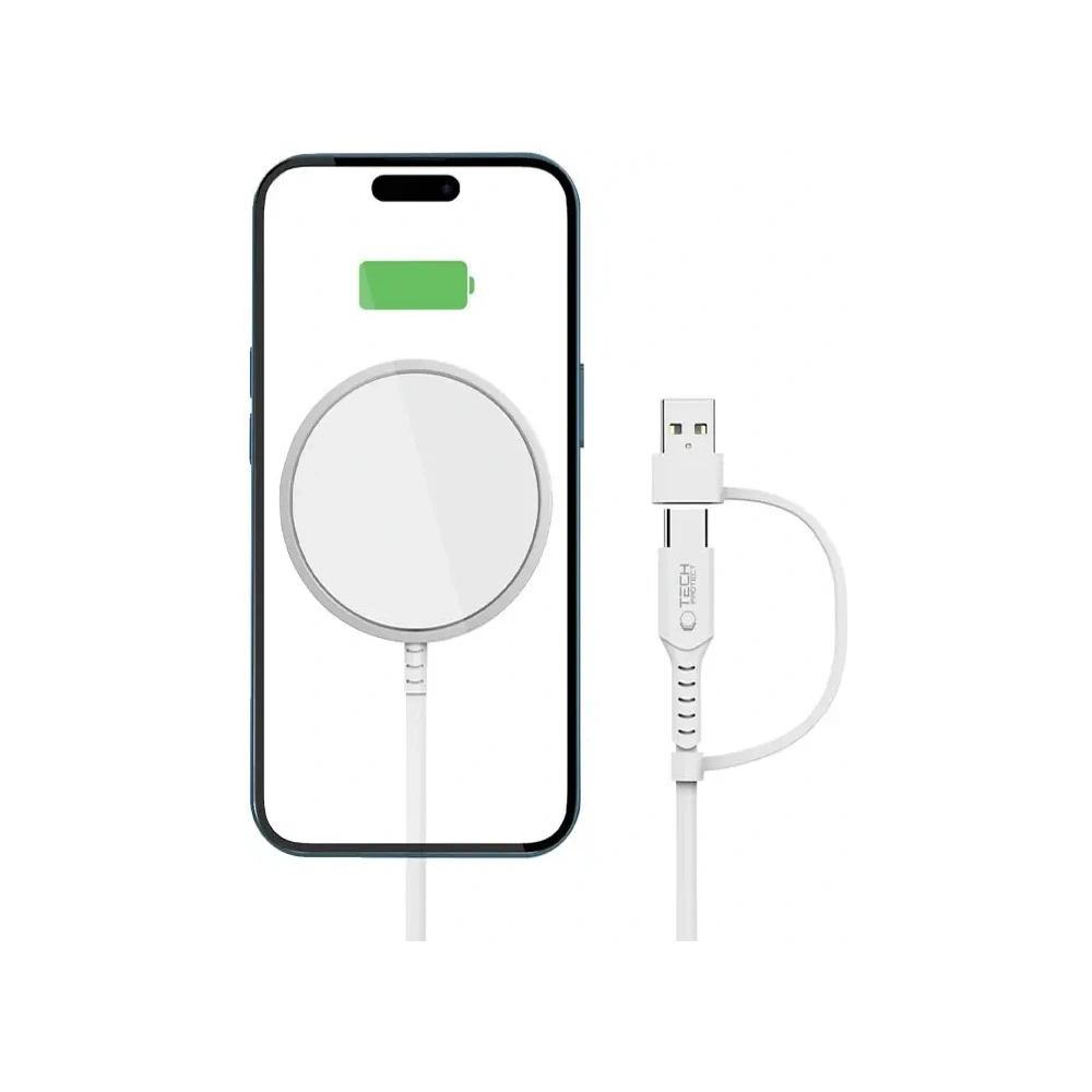 Ładowarka bezprzewodowa Tech-Protect QI15W-A44 Magnetic MagSafe Wireless Charger White