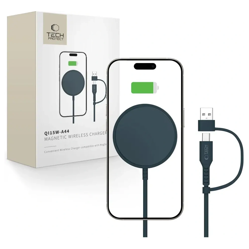 Ładowarka bezprzewodowa Tech-Protect QI15W-A44 Magnetic MagSafe Wireless Charger Navy Blue