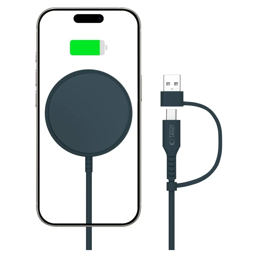 Ładowarka bezprzewodowa Tech-Protect QI15W-A44 Magnetic MagSafe Wireless Charger Navy Blue