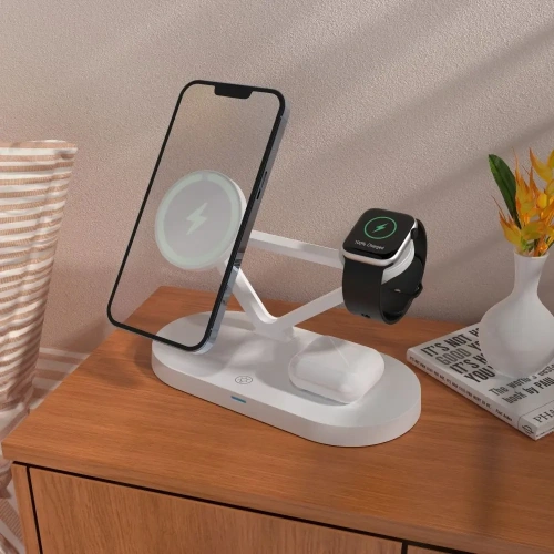 Kup Tech-Protect QI15W-A41 3in1 Magnetic MagSafe Wireless Charger Weiß - THP3663 - {ean13} - Sklep Home Screen
