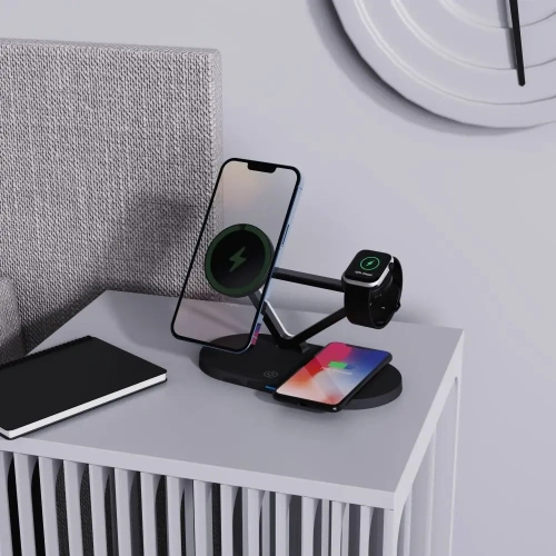 Kup Tech-Protect QI15W-A41 3in1 Magnetic MagSafe vezeték nélküli töltő fekete - THP3664 - {ean13} - Sklep Home Screen