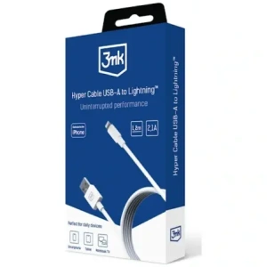 Kabel 3MK Hyper Cable USB-A / Lightning 1.2m 5V/2.1A 12W biały/white