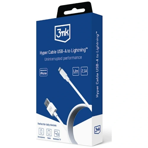 Kup 3MK Hyper Kabel USB-A / Lightning 1.2m 5V/2.1A 12W weiß - 3MK15853 - {ean13} - Sklep Home Screen