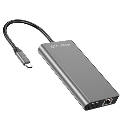 Kup 4smarts HUB 8in1 DeX-Modus USB-C / 2xUSB-A 3.0, USB-C, HDMI 1.4, SD/TF, VGA, Ethernet RJ-45, 3.5mm grau - 4SMR60 - {ean13} - Sklep Home Screen