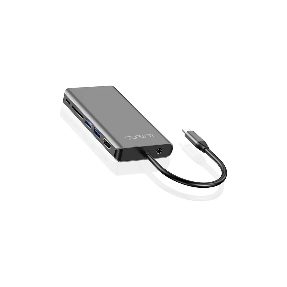 HUB 8w1 4smarts DeX Mode USB-C / 2xUSB-A 3.0, USB-C, HDMI 1.4, SD/TF, VGA, Ethernet RJ-45, 3.5mm szary