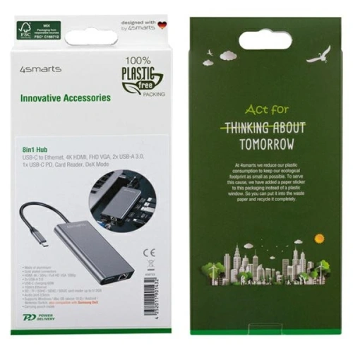 Kup 4smarts HUB 8in1 DeX-Modus USB-C / 2xUSB-A 3.0, USB-C, HDMI 1.4, SD/TF, VGA, Ethernet RJ-45, 3.5mm grau - 4SMR60 - {ean13} - Sklep Home Screen