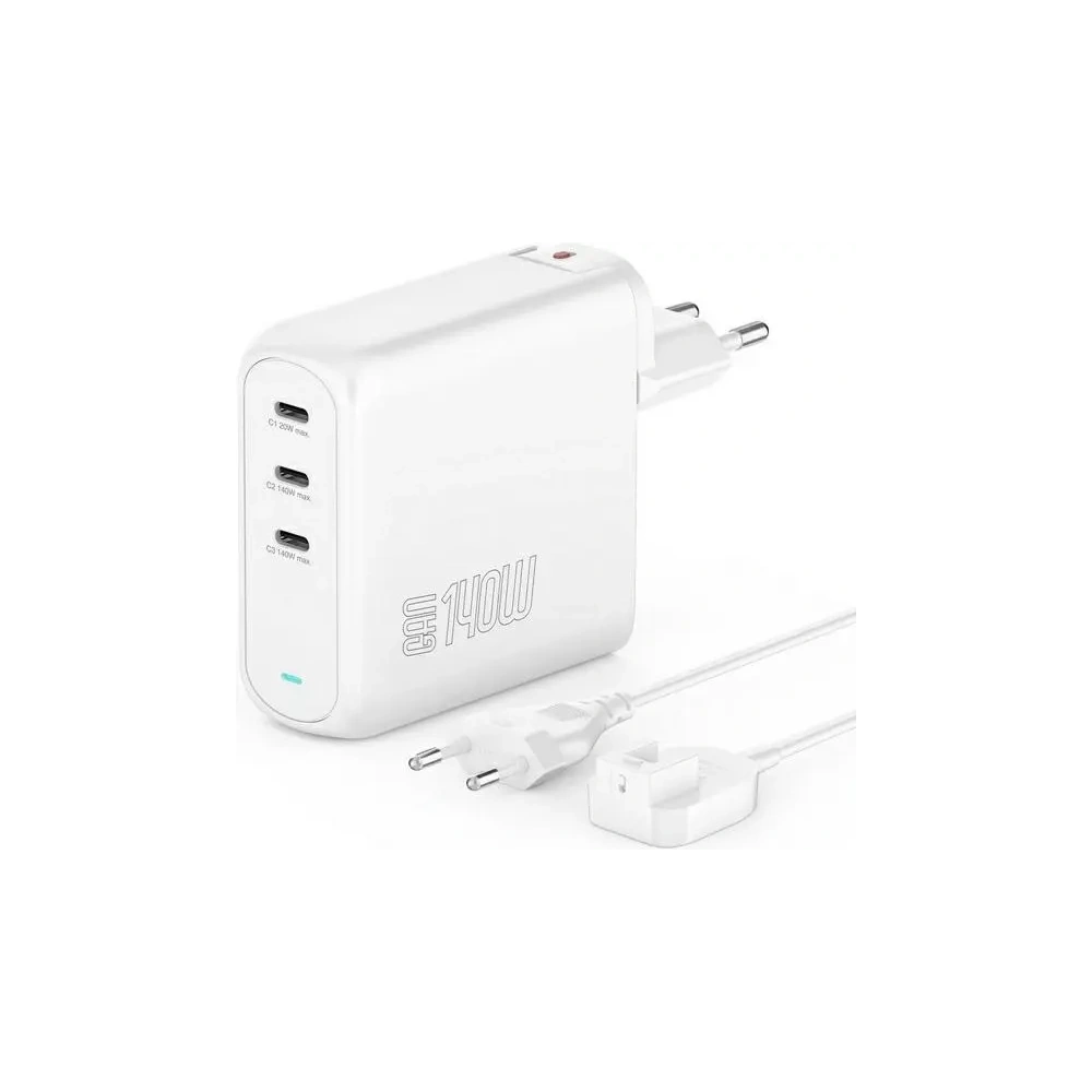 Ładowarka sieciowa 4smarts GaN Flex Pro 140W 3xUSB-C biały
