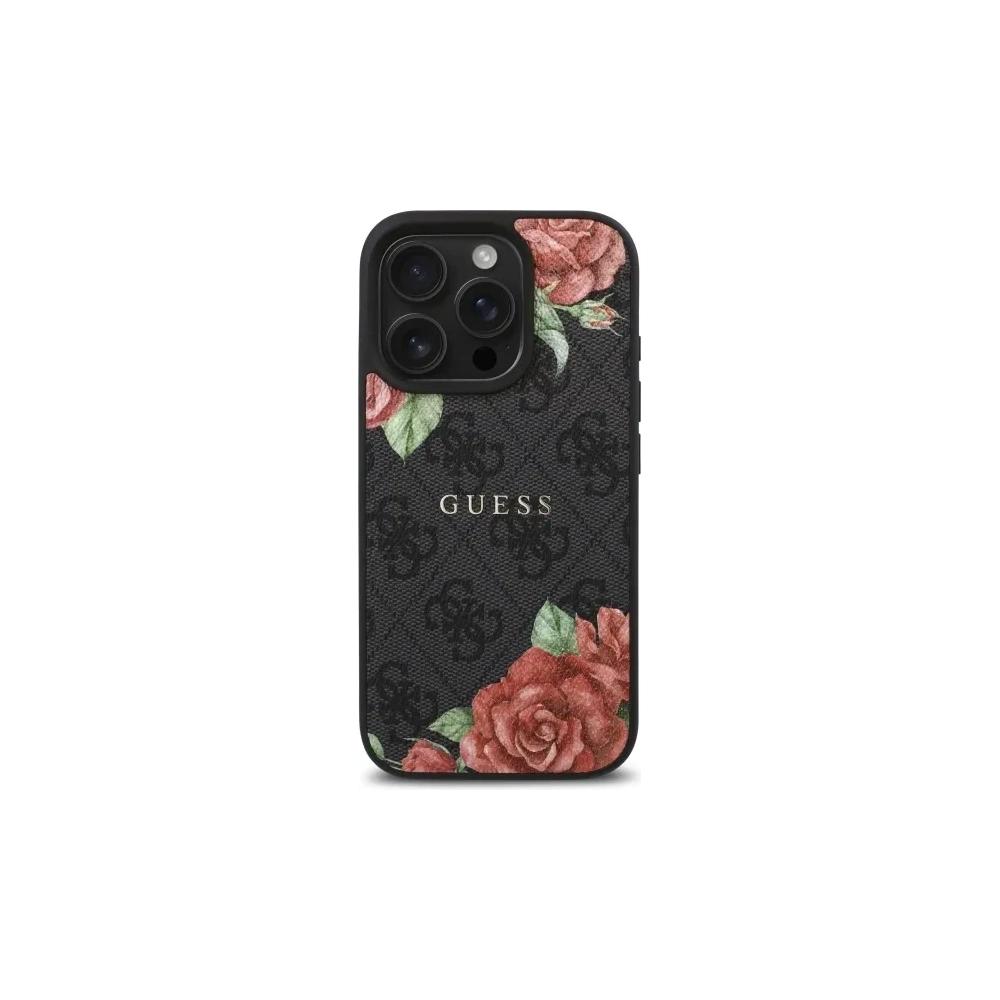 Etui Guess GUHMP16LP4ROPEMCK Apple iPhone 16 Pro hardcase 4G Flowers Print MagSafe czarny/black