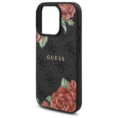 Buy Guess GUHMP16LP4ROPEMCK Apple iPhone 16 Pro hardcase 4G Flowers Print MagSafe black - GUE4215 - {ean13} - Home Screen Store Europe
