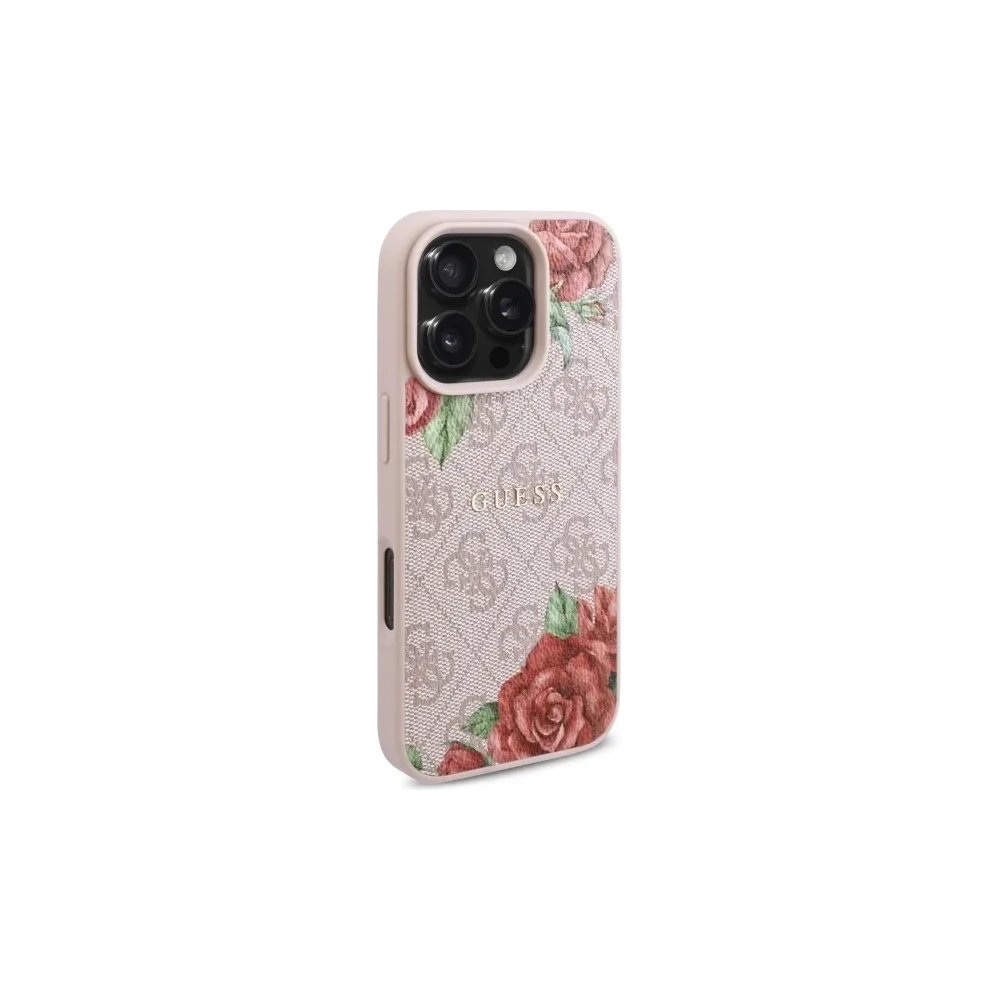 Etui Guess GUHMP16LP4ROPEMCP Apple iPhone 16 Pro hardcase 4G Flowers Print MagSafe różowy/pink