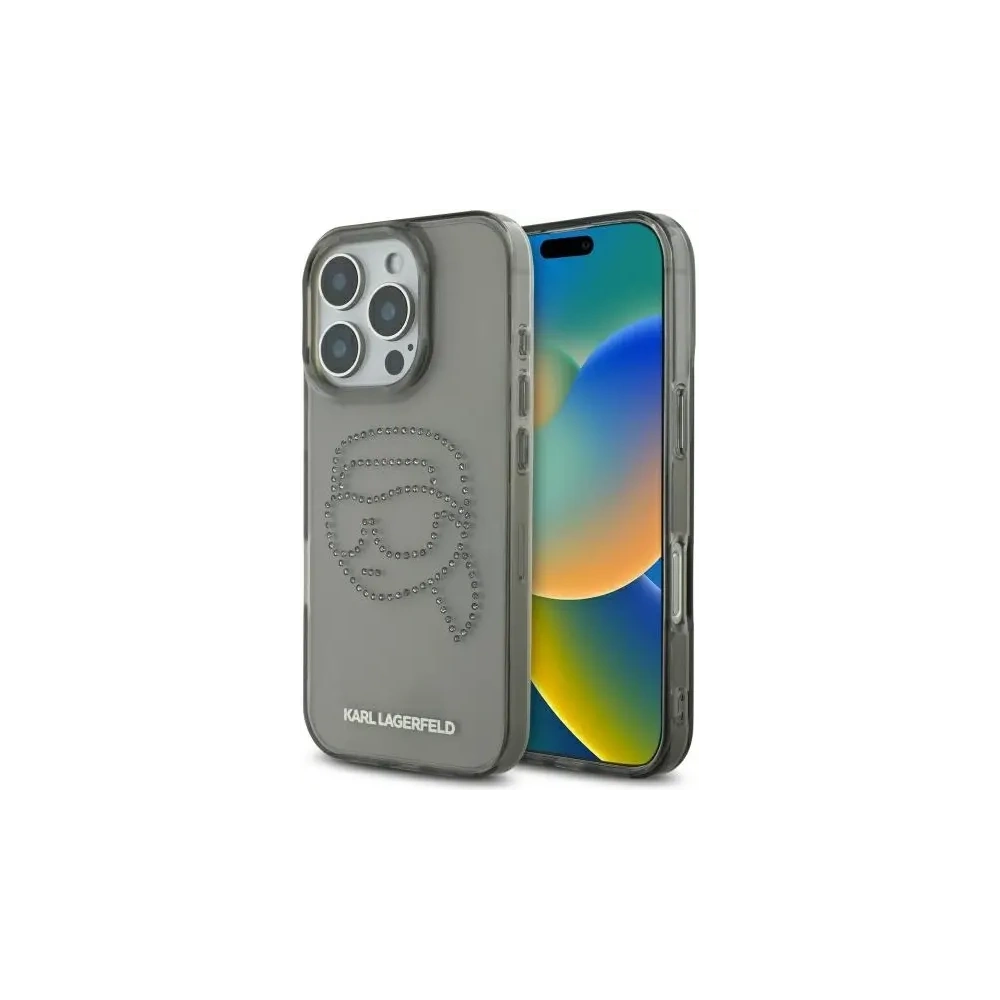 Etui Karl Lagerfeld KLHCP16XHKHDCELK Apple iPhone 16 Pro Max hardcase IML Rhinestones Karl Head czarny/black