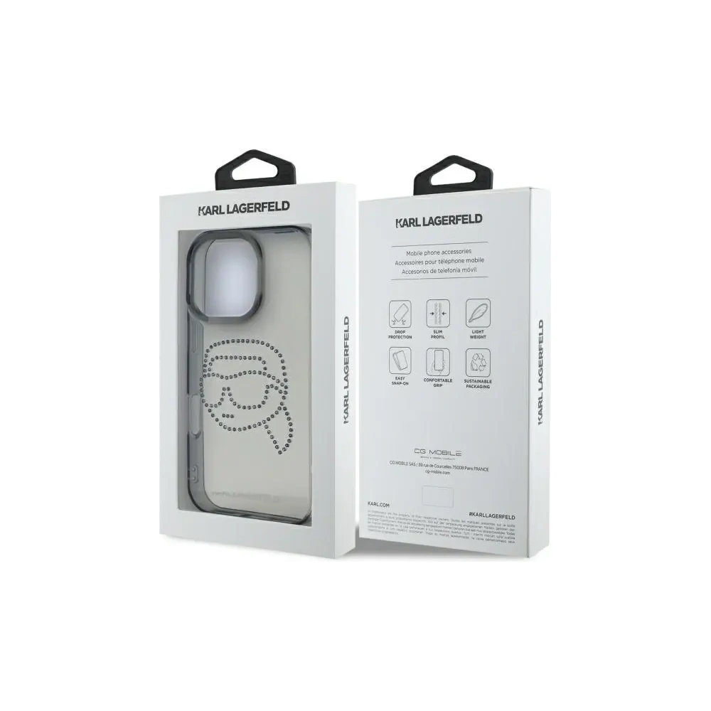 Etui Karl Lagerfeld KLHCP16XHKHDCELK Apple iPhone 16 Pro Max hardcase IML Rhinestones Karl Head czarny/black