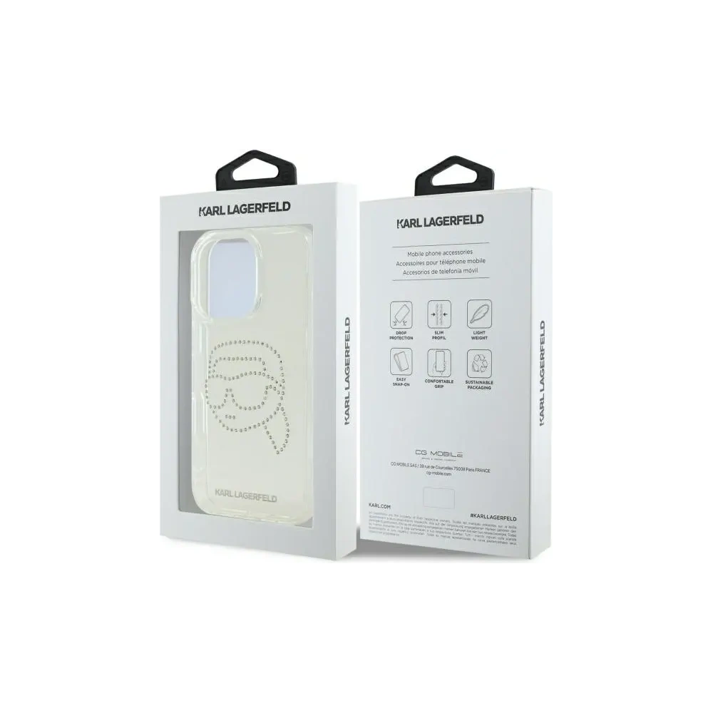 Etui Karl Lagerfeld KLHCP16XHKHDCELT Apple iPhone 16 Pro Max hardcase IML Rhinestones Karl Head przezroczysty/transparent