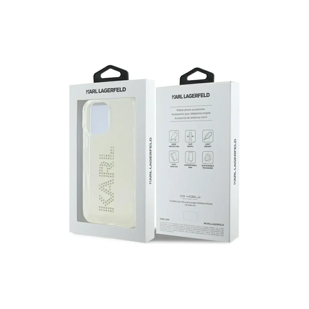 Etui Karl Lagerfeld KLHCP16XHKLSTDCT Apple iPhone 16 Pro Max hardcase IML Rhinestones Logo przezroczysty/transparent