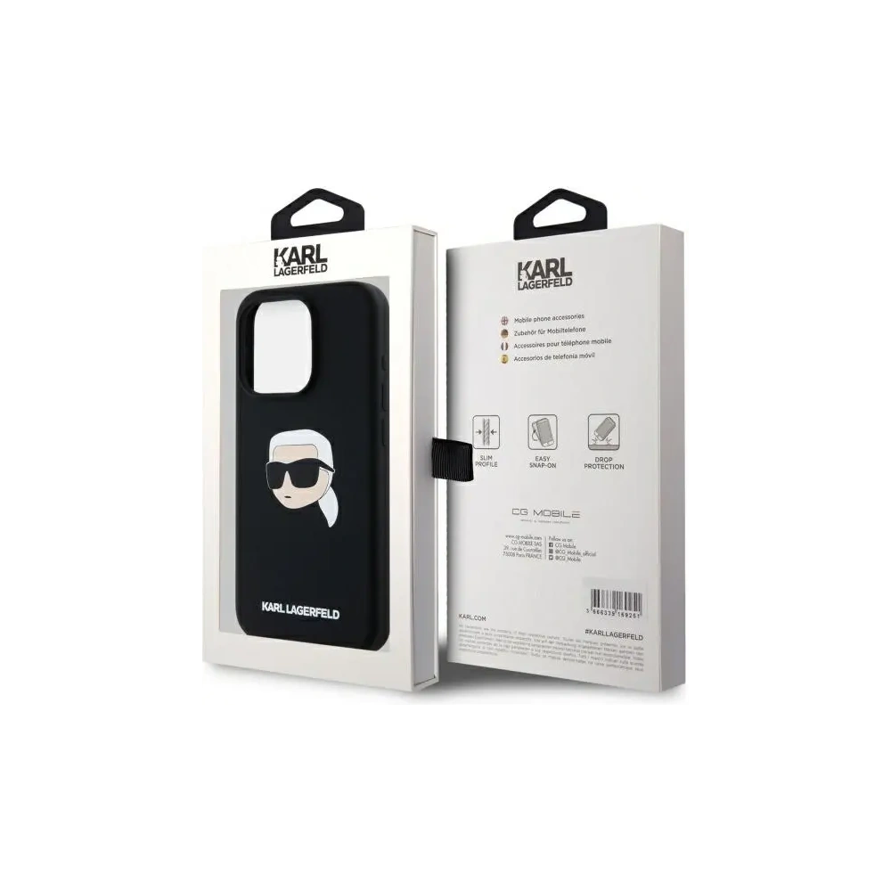 Etui Karl Lagerfeld KLHMP15XSKHPPLK Apple iPhone 15 Pro Max hardcase Silicone Karl Head Print MagSafe czarny/black