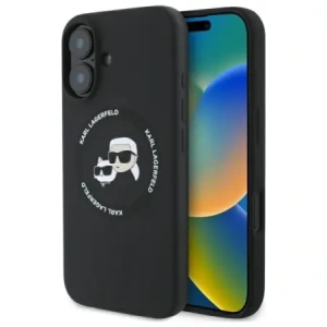 Buy Karl Lagerfeld KLHMP16SSKCHTCK Apple iPhone 16 hardcase Silicone Karl&Choupette Heads MagSafe black - KLD21853 - {ean13} - Home Screen Store Europe