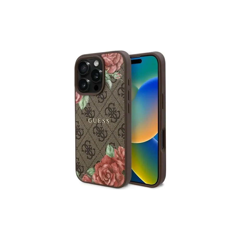 Etui Guess GUHMP16LP4ROPEMCW Apple iPhone 16 Pro hardcase 4G Flowers Print MagSafe brązowy/brown