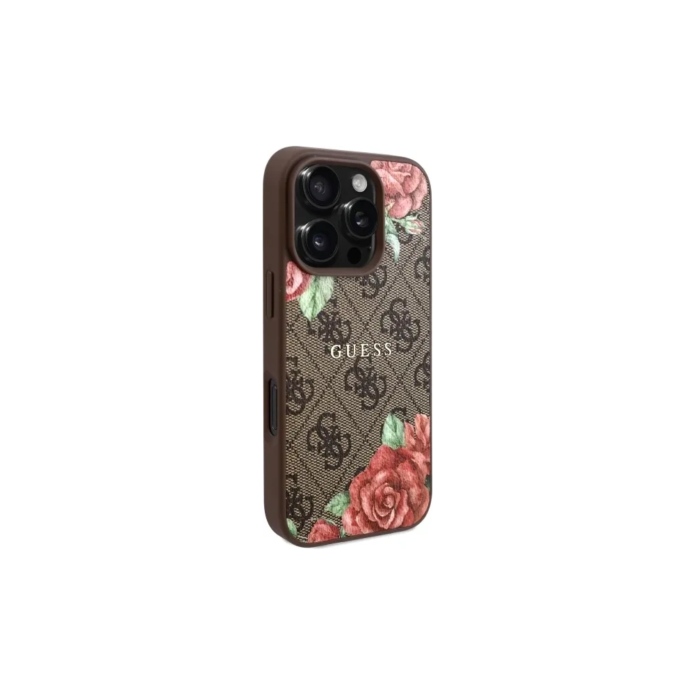 Etui Guess GUHMP16LP4ROPEMCW Apple iPhone 16 Pro hardcase 4G Flowers Print MagSafe brązowy/brown