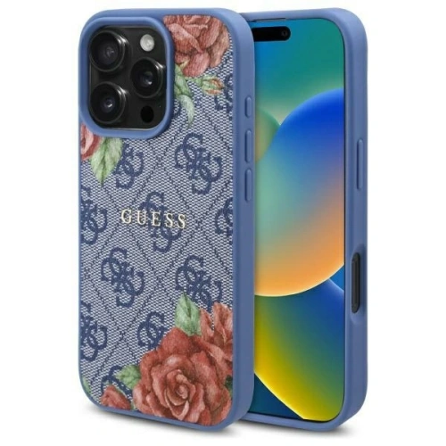 Kup Guess GUHMP16SP4ROPEMCB Apple iPhone 16 husă dură 4G Imprimare flori MagSafe albastru - GUE4218 - {ean13} - Sklep Home Screen