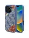 Guess GUHMP16SP4ROPEMCB Apple iPhone 16 hardcase 4G Flowers Print MagSafe blue