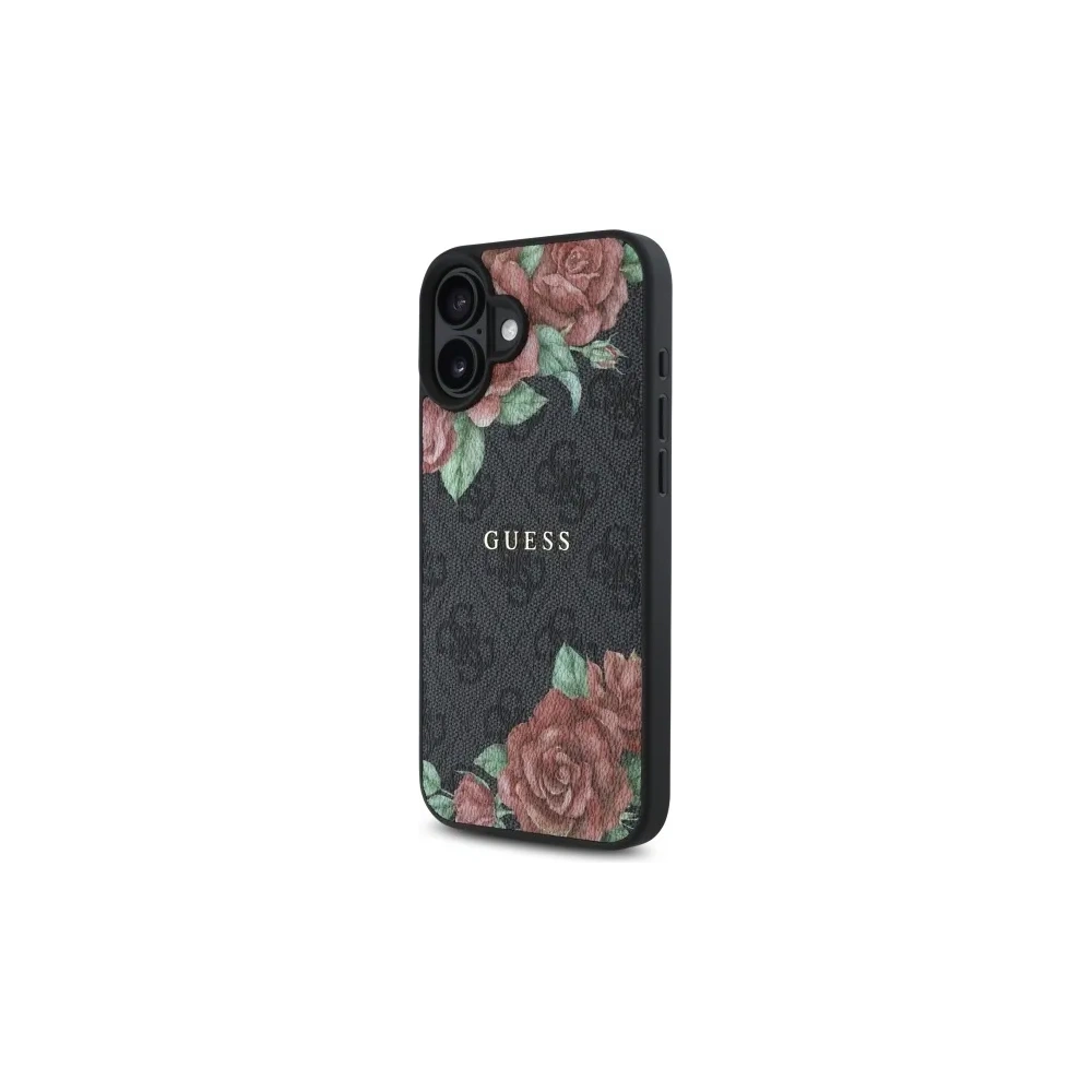Etui Guess GUHMP16SP4ROPEMCK Apple iPhone 16 hardcase 4G Flowers Print MagSafe czarny/black