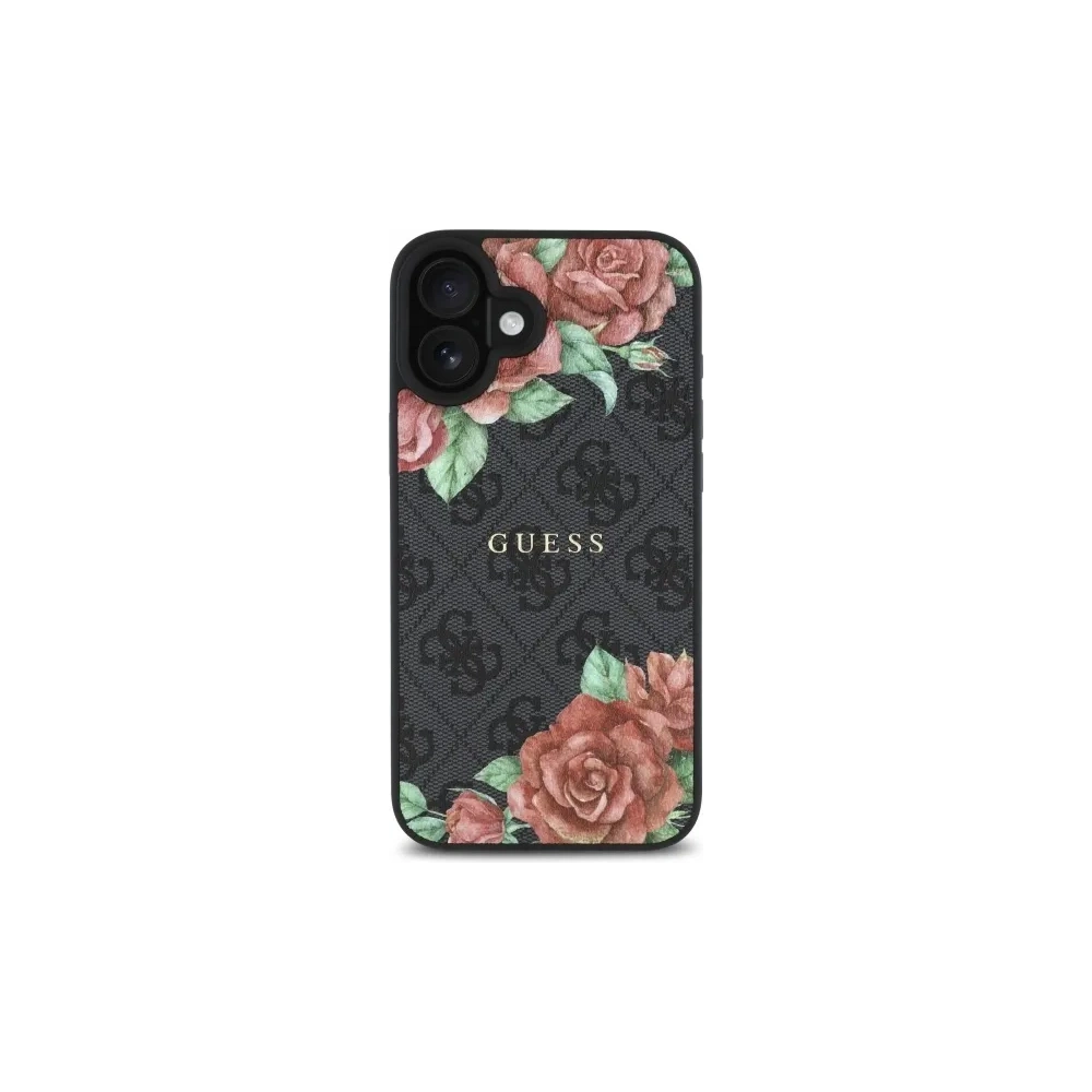 Etui Guess GUHMP16SP4ROPEMCK Apple iPhone 16 hardcase 4G Flowers Print MagSafe czarny/black