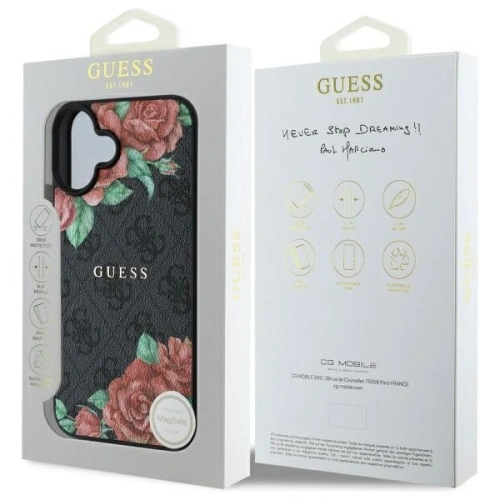 Kup Guess GUHMP16SP4ROPEMCK Apple iPhone 16 hardcase 4G Flori Imprimare MagSafe negru - GUE4219 - {ean13} - Sklep Home Screen