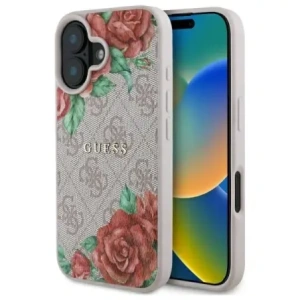 Buy Guess GUHMP16SP4ROPEMCP Apple iPhone 16 hardcase 4G Flowers Print MagSafe pink - GUE4220 - {ean13} - Home Screen Store Europe
