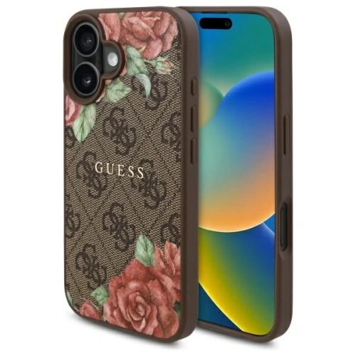 Kup Guess GUHMP16SP4ROPEMCW Apple iPhone 16 carcasă dură 4G cu imprimeu flori MagSafe maro - GUE4221 - {ean13} - Sklep Home Screen