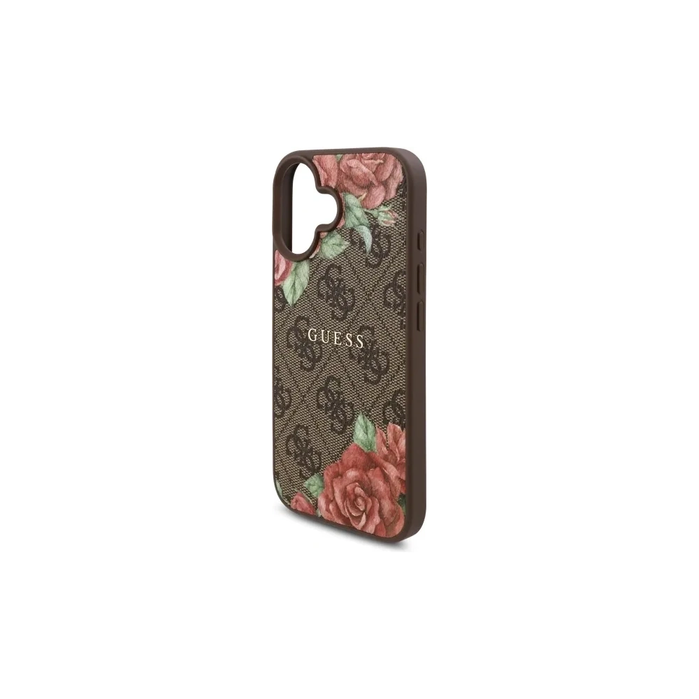 Etui Guess GUHMP16SP4ROPEMCW Apple iPhone 16 hardcase 4G Flowers Print MagSafe brązowy/brown