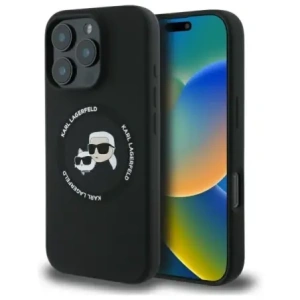 Buy Karl Lagerfeld KLHMP16XSKCHTCK Apple iPhone 16 Pro Max hardcase Silicone Karl&Choupette Heads MagSafe black - KLD21854 - {ean13} - Home Screen Store Europe