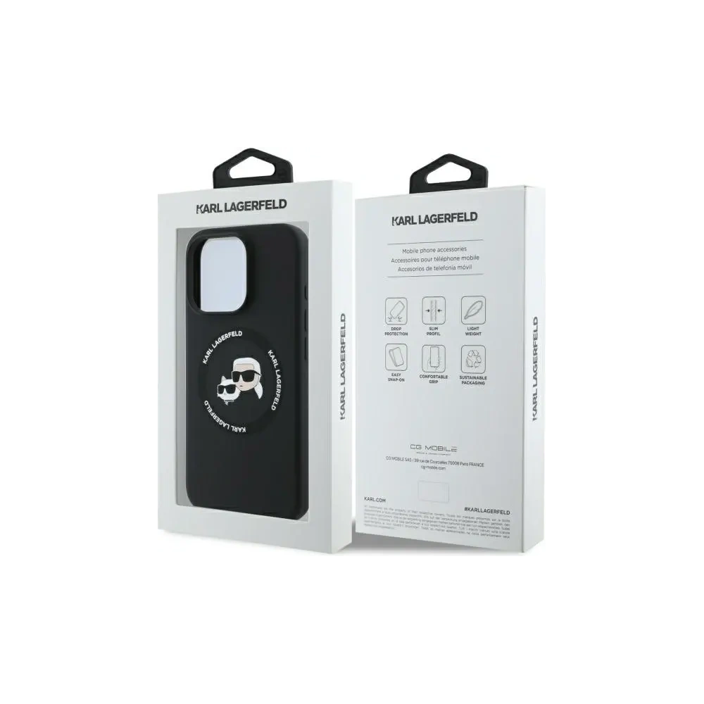 Etui Karl Lagerfeld KLHMP16XSKCHTCK Apple iPhone 16 Pro Max hardcase Silicone Karl&Choupette Heads MagSafe czarny/black