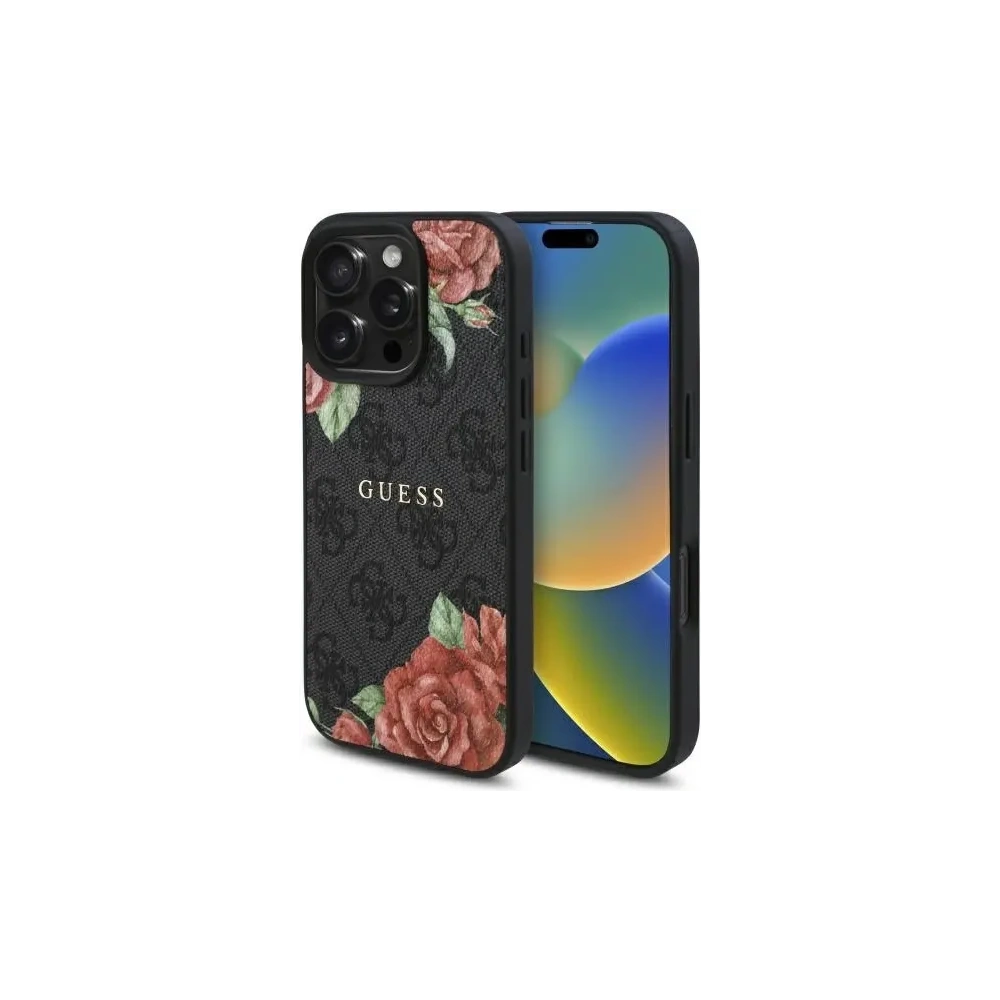Etui Guess GUHMP16XP4ROPEMCK Apple iPhone 16 Pro Max hardcase 4G Flowers Print MagSafe czarny/black