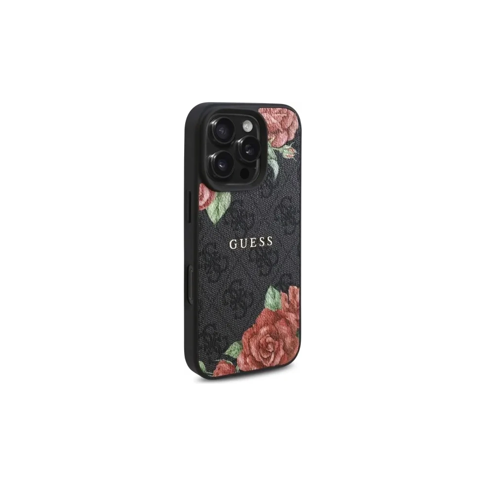 Etui Guess GUHMP16XP4ROPEMCK Apple iPhone 16 Pro Max hardcase 4G Flowers Print MagSafe czarny/black