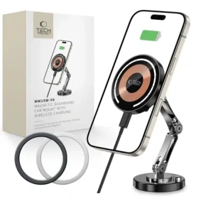 Kup Upevnění do auta na kokpit s nabíječkou + plechové destičky Tech-Protect MM15W-V8 Magnetic MagSafe Dashboard Car Mount Wireless Charger 15W Černá - THP3682 - {ean13} - Sklep Home Screen