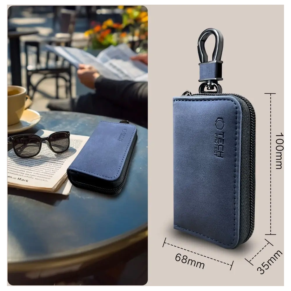 Klatka Faradaya Tech-Protect KLR300 Pouch Keyless RFID Signal Blocker Case Navy Blue