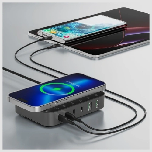 Kup 4smarts 7-in-1 Ladestation 100W mit kabellosem Laden schwarz-grau - 4SMR63 - {ean13} - Sklep Home Screen