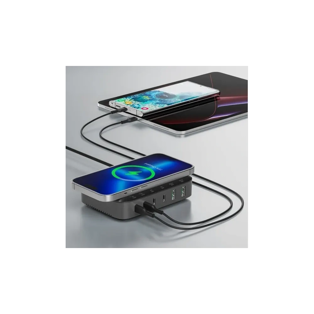 Stacja ładująca 7w1 4smarts 100W z ładowaniem bezprzewodowym czarno-szary/black-grey