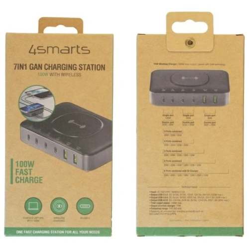 Kup 4smarts 7-in-1 Ladestation 100W mit kabellosem Laden schwarz-grau - 4SMR63 - {ean13} - Sklep Home Screen