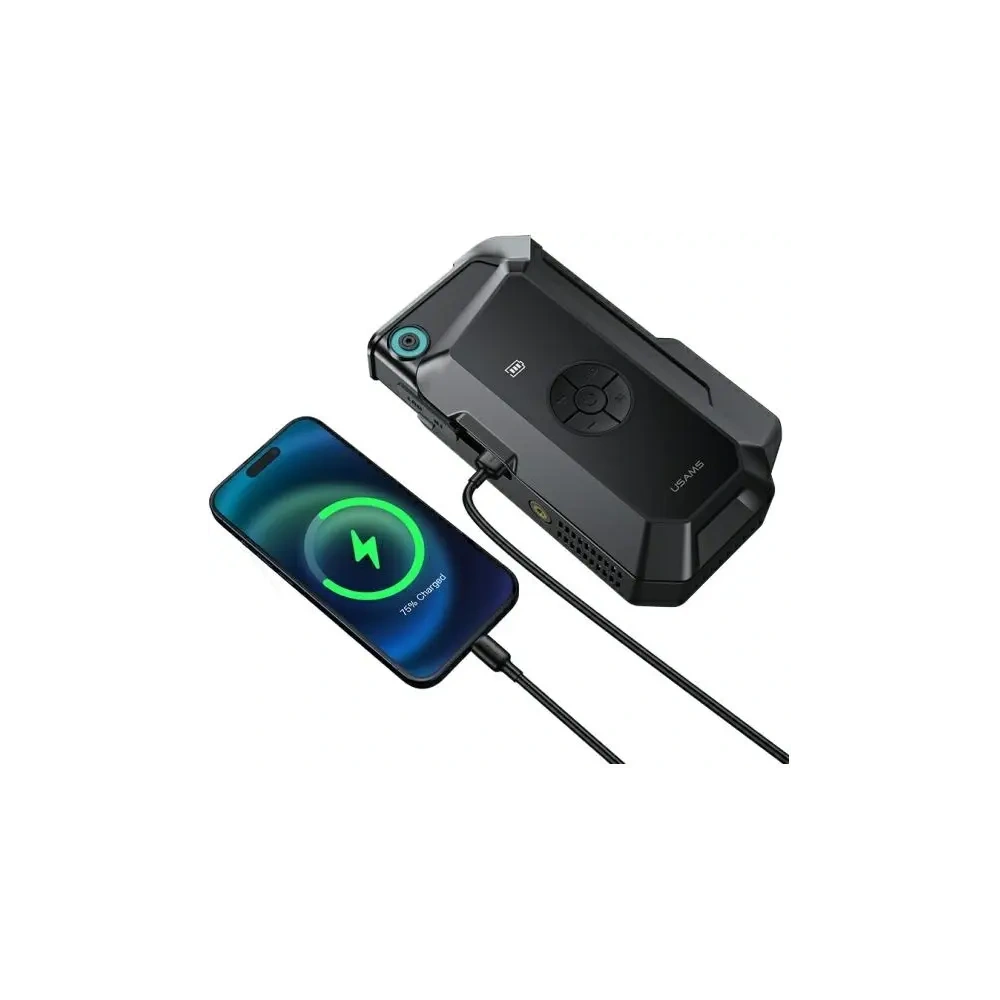 Jumpstarter Powerbank USAMS ZB287 8000mAh + wbudowana latarka czarny/black