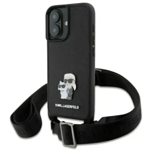 Buy Karl Lagerfeld KLHCP16SSAKCPBK Apple iPhone 16 hardcase Saffiano Karl&Choupette Metal Pin CBDY Strap black - KLD21856 - {ean13} - Home Screen Store Europe