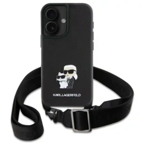 Kup Karl Lagerfeld KLHCP16SSAKCPBK Apple iPhone 16 kemény tok Saffiano Karl&Choupette fém tűzőgép CBDY pánt fekete - KLD21856 - {ean13} - Sklep Home Screen