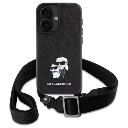 Buy Karl Lagerfeld KLHCP16SSAKCPBK Apple iPhone 16 hardcase Saffiano Karl&Choupette Metal Pin CBDY Strap black - KLD21856 - {ean13} - Home Screen Store Europe