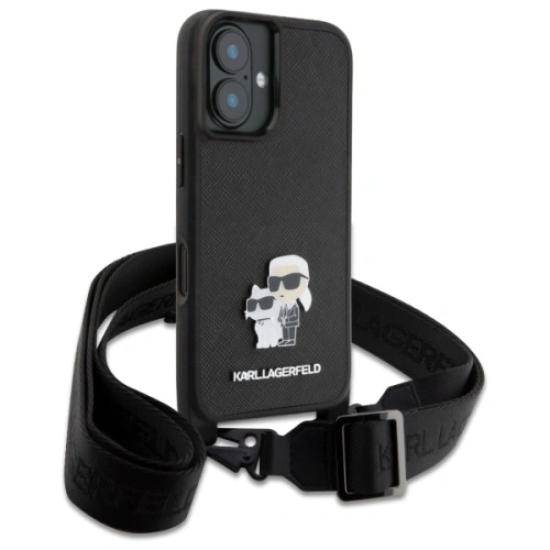 Kup Etui Karl Lagerfeld KLHCP16SSAKCPBK Apple iPhone 16 hardcase Saffiano Karl&Choupette Metal Pin CBDY Strap czarny/black - KLD21856 - {ean13} - Sklep Home Screen