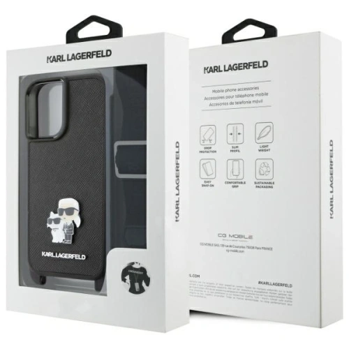 Buy Karl Lagerfeld KLHCP16SSAKCPBK Apple iPhone 16 hardcase Saffiano Karl&Choupette Metal Pin CBDY Strap black - KLD21856 - {ean13} - Home Screen Store Europe