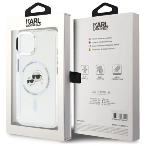Buy Karl Lagerfeld KLHMP14SHLSKCH Apple iPhone 14 hardcase IML Metal Karl&Choupette Head MagSafe white - KLD21858 - {ean13} - Home Screen Store Europe