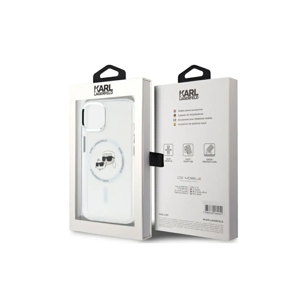 Etui Karl Lagerfeld KLHMP14SHLSKCH Apple iPhone 14 hardcase IML Metal Karl&Choupette Head MagSafe biały/white